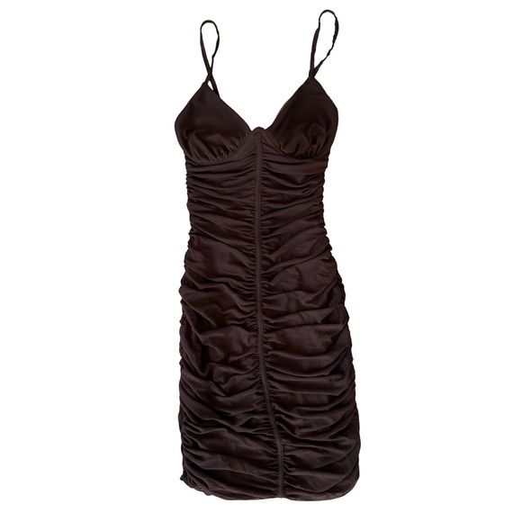 Womens Sexy Ruched Mesh Bodycon Mini Dress Sleeveless Party Cocktail Medium - Picture 6 of 7